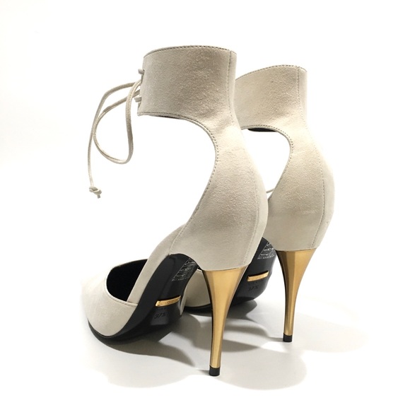 GUCCI PRISCILA ANKLE CUFF PUMPS -LEATHER AND SUEDE -WHITE -US 7.5 -NEW - Picture 8 of 13